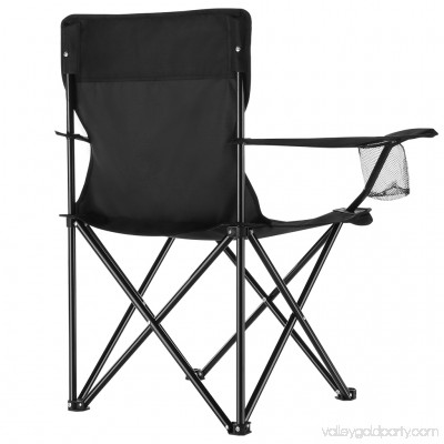 Finether Compact Portable Aluminum Folding Camping Chair Arm Chair with Mesh Cup Holder and Carry Bag for Outdoor Camping Fishing Picnic Barbeque Trade Show, Black